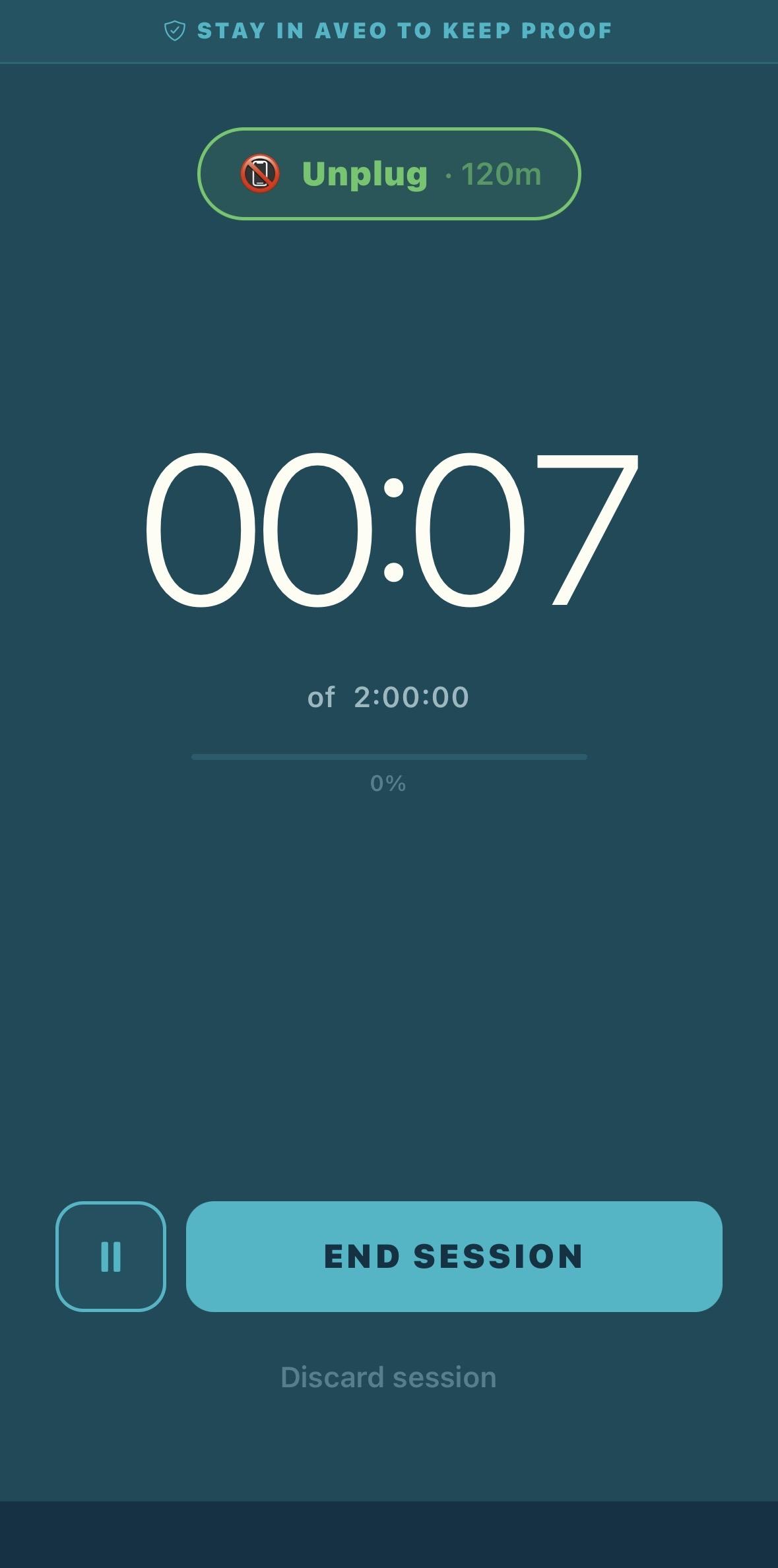 An Unplug session running in AVEO